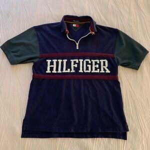 Vintage 90s Tommy Hilfiger Logo/Graphic Zip Polo, size Large